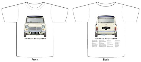 Austin Mini Cooper S MkII 1967-70 T-shirt Front & Back